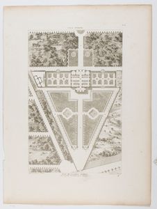 Jacques-Charles Bonnard : Plan de la Villa Negroni - Vue du Casin de la Villa Negroni  - Asta Stampe antiche e moderne, disegni e carte geografiche - Associazione Nazionale - Case d'Asta italiane