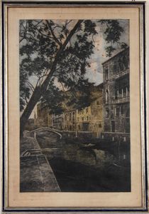 Angelo Rossini : Canale veneziano  - Asta Stampe antiche e moderne, disegni e carte geografiche - Associazione Nazionale - Case d'Asta italiane