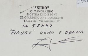 GIOVANNI ZANGRANDO : Studi per i nudi  - Asta Stampe antiche e moderne, disegni e carte geografiche - Associazione Nazionale - Case d'Asta italiane