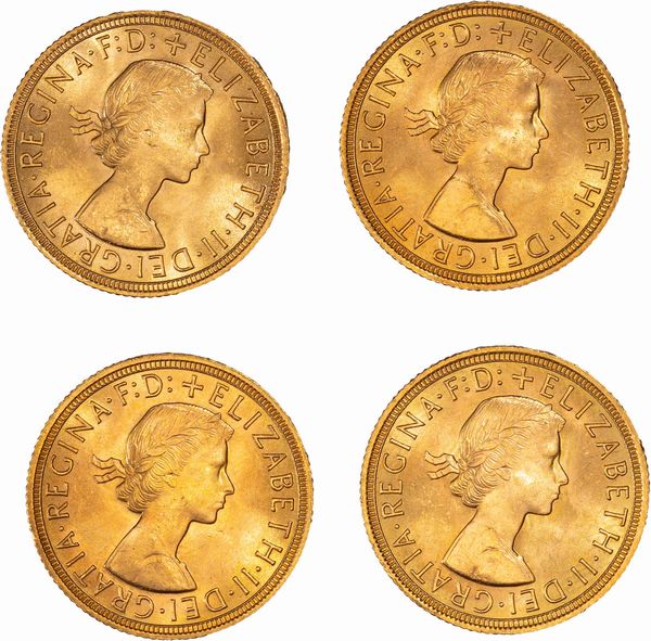 Gran Bretagna, ELIZABETH II, (1952-2022) : Lotto di quattro esemplari del Sovereign  - Asta Numismatica - Associazione Nazionale - Case d'Asta italiane