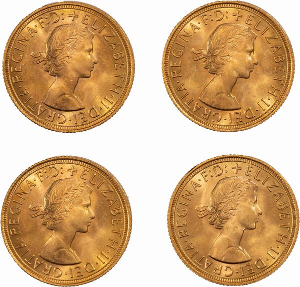 Gran Bretagna, ELIZABETH II, (1952-2022) : Lotto di quattro esemplari del Sovereign  - Asta Numismatica - Associazione Nazionale - Case d'Asta italiane