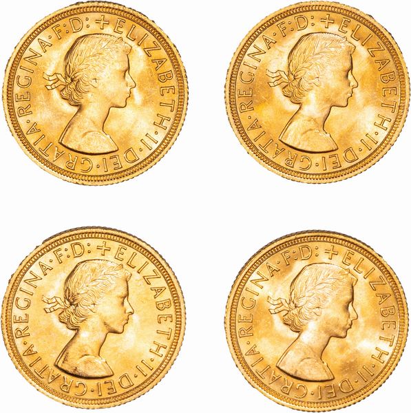 Gran Bretagna, ELIZABETH II, (1952-2022) : Lotto di quattro esemplari del Sovereign  - Asta Numismatica - Associazione Nazionale - Case d'Asta italiane