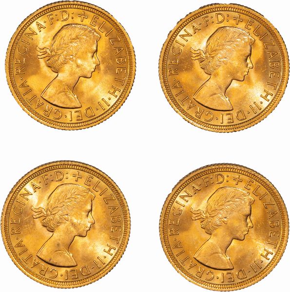 Gran Bretagna, ELIZABETH II, (1952-2022) : Lotto di quattro esemplari del Sovereign  - Asta Numismatica - Associazione Nazionale - Case d'Asta italiane