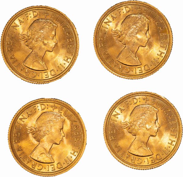 Gran Bretagna, ELIZABETH II, (1952-2022) : Lotto di quattro esemplari del Sovereign  - Asta Numismatica - Associazione Nazionale - Case d'Asta italiane