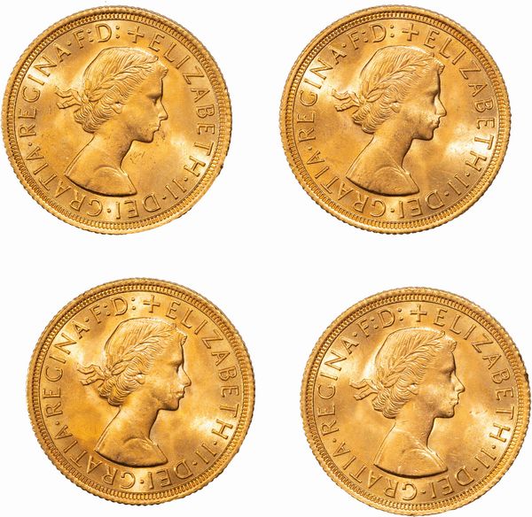 Gran Bretagna, ELIZABETH II, (1952-2022) : Lotto di quattro esemplari del Sovereign  - Asta Numismatica - Associazione Nazionale - Case d'Asta italiane