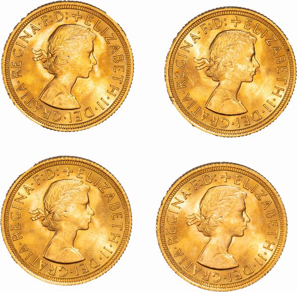 Gran Bretagna, ELIZABETH II, (1952-2022) : Lotto di quattro esemplari del Sovereign  - Asta Numismatica - Associazione Nazionale - Case d'Asta italiane