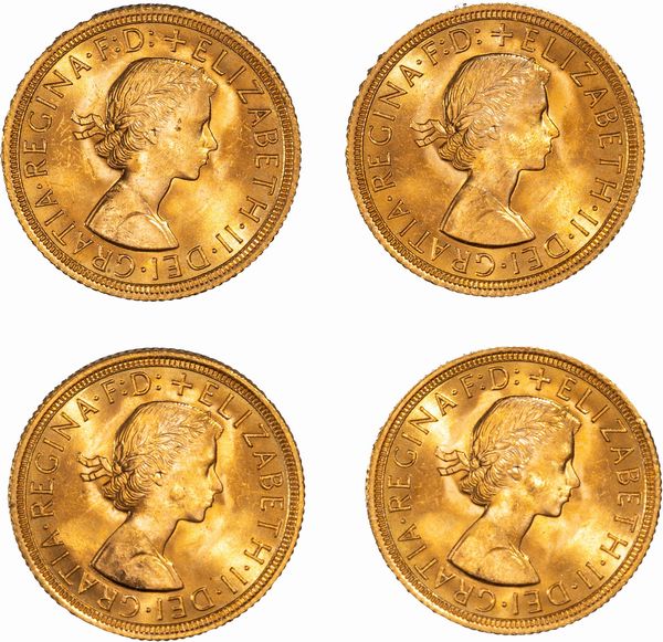 Gran Bretagna, ELIZABETH II, (1952-2022) : Lotto di quattro esemplari del Sovereign  - Asta Numismatica - Associazione Nazionale - Case d'Asta italiane