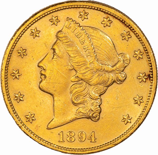 Stati Uniti d'America, 20 dollari, Liberty Head - Double Eagle, IN·GOD·WE·TRUST, 1894, Philadelphia  - Asta Numismatica - Associazione Nazionale - Case d'Asta italiane