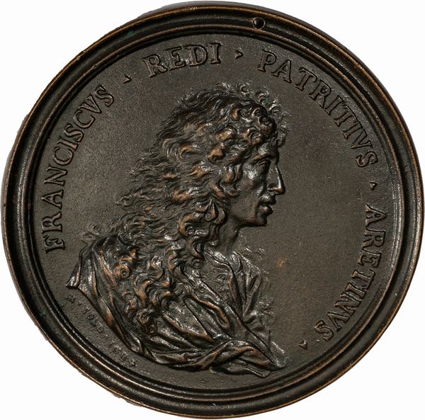 Massimiliano Soldani Benzi : Medaglia commemorativa di Francesco Redi  - Asta Numismatica - Associazione Nazionale - Case d'Asta italiane