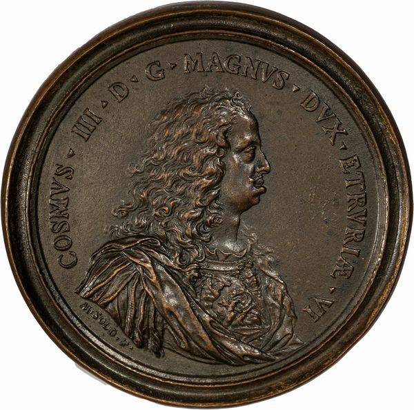 Massimiliano Soldani Benzi : Medaglia commemorativa di Cosimo III de' Medici  - Asta Numismatica - Associazione Nazionale - Case d'Asta italiane