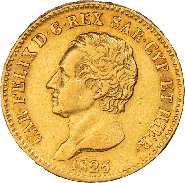 Regno di Sardegna, Carlo Felice, 20 lire, 1826, Torino  - Asta Numismatica - Associazione Nazionale - Case d'Asta italiane