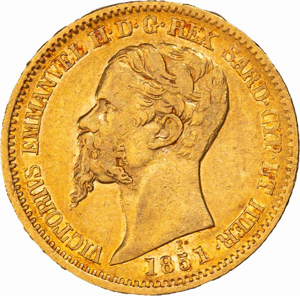 Regno di Sardegna, Vittorio Emanuele II, 20 lire, 1851, Genova  - Asta Numismatica - Associazione Nazionale - Case d'Asta italiane