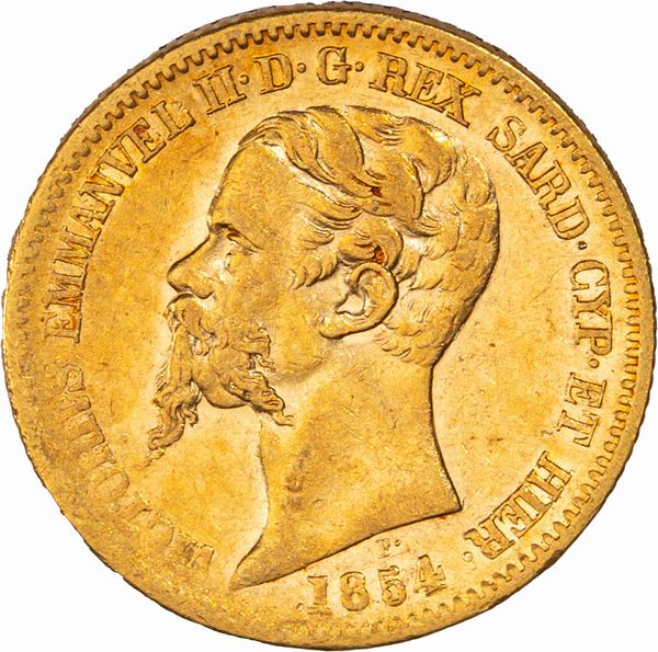 Regno di Sardegna, Vittorio Emanuele II, 20 lire, 1854, Genova  - Asta Numismatica - Associazione Nazionale - Case d'Asta italiane