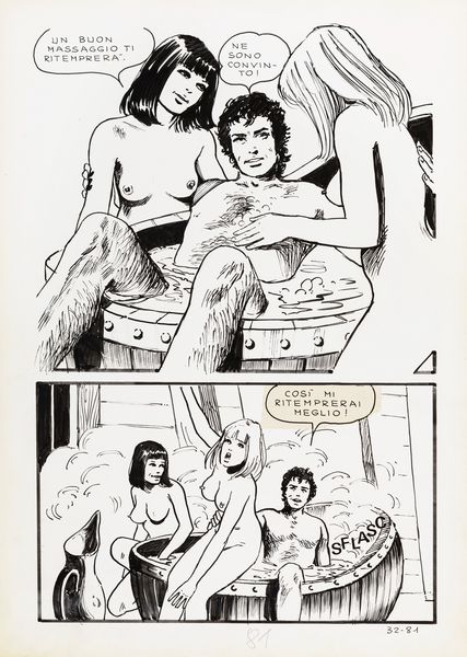 Milo Manara : Jolanda de Almaviva - Fratelli della Filibusta  - Asta Fumetti: I Maestri dell'Erotismo - Associazione Nazionale - Case d'Asta italiane