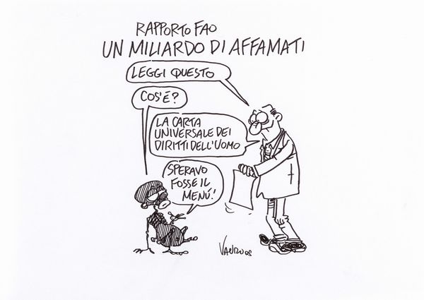 Vauro (Vauro Senesi) : Rapporto FAO  - Asta Fumetti: I Maestri dell'Erotismo - Associazione Nazionale - Case d'Asta italiane