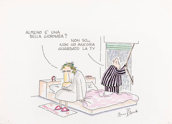 Bruno Bozzetto : Almeno  una bella giornata?  - Asta Fumetti: I Maestri dell'Erotismo - Associazione Nazionale - Case d'Asta italiane