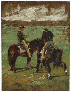 Giovanni Fattori : Ufficiali a cavallo  - Asta Arte Moderna e Contemporanea - Associazione Nazionale - Case d'Asta italiane