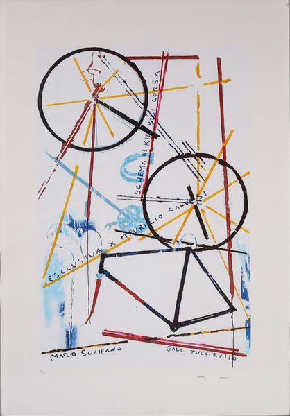 MARIO SCHIFANO : Schema di kit bici da corsa  - Asta Arte moderna e contemporanea - Associazione Nazionale - Case d'Asta italiane