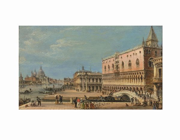 Giovanni Grubacs : Opera - Olio su tavola 14,5 x 25,5 - Piazza S. Marco e Palazzo Ducale...  - Asta Arte moderna e contemporanea - Associazione Nazionale - Case d'Asta italiane