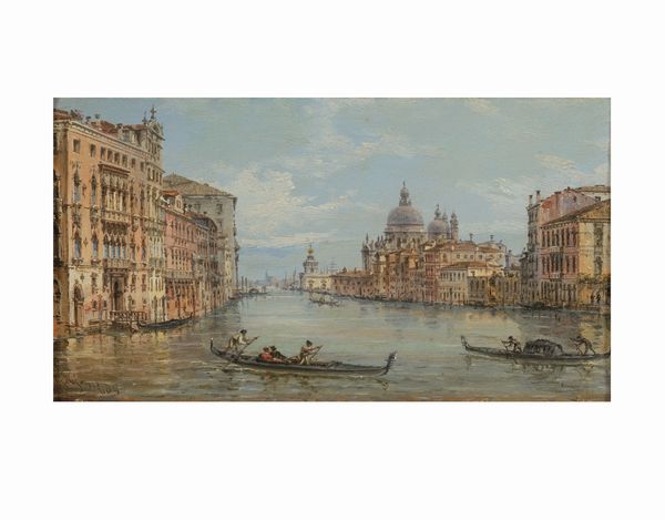 Giovanni Grubacs : Opera - Olio su tavola 14.5 x 25.5 - Canal Grande con Punta della Dogana...  - Asta Arte moderna e contemporanea - Associazione Nazionale - Case d'Asta italiane