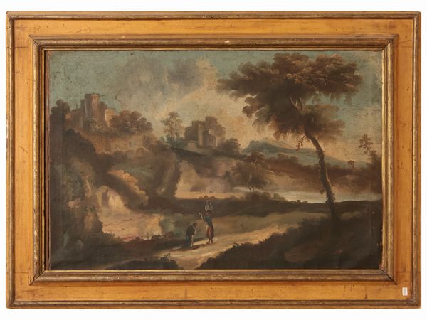 Paesaggio con viandanti  - Asta Di villa in villa Una collezione di vetri - Associazione Nazionale - Case d'Asta italiane