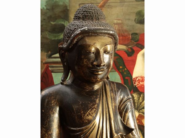 Buddha in bronzo  - Asta Di villa in villa Una collezione di vetri - Associazione Nazionale - Case d'Asta italiane