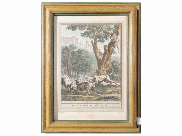 Jean-Baptiste Oudry : Fables di J. de La Fontaine  - Asta Di villa in villa Una collezione di vetri - Associazione Nazionale - Case d'Asta italiane