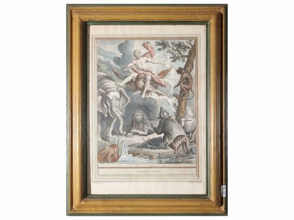 Jean-Baptiste Oudry : Fables di J. de La Fontaine  - Asta Di villa in villa Una collezione di vetri - Associazione Nazionale - Case d'Asta italiane