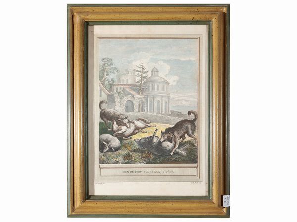 Jean-Baptiste Oudry : Fables di J. de La Fontaine  - Asta Di villa in villa Una collezione di vetri - Associazione Nazionale - Case d'Asta italiane