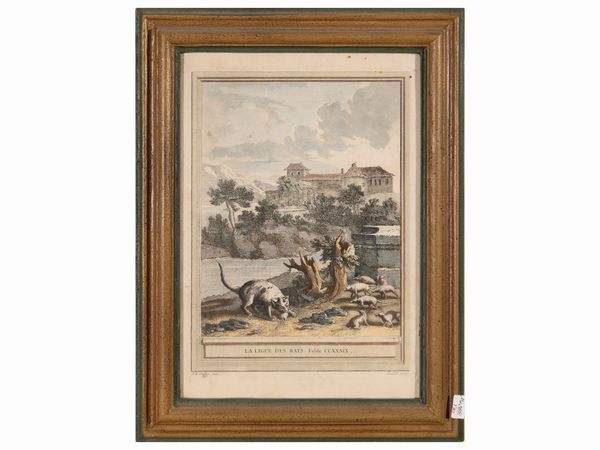 Jean-Baptiste Oudry : Fables di J. de La Fontaine  - Asta Di villa in villa Una collezione di vetri - Associazione Nazionale - Case d'Asta italiane