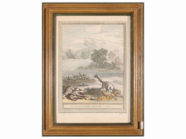 Jean-Baptiste Oudry : Fables di J. de La Fontaine  - Asta Di villa in villa Una collezione di vetri - Associazione Nazionale - Case d'Asta italiane