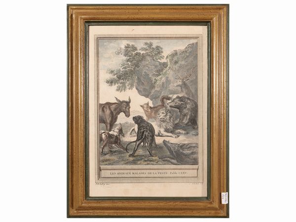 Jean-Baptiste Oudry : Fables di J. de La Fontaine  - Asta Di villa in villa Una collezione di vetri - Associazione Nazionale - Case d'Asta italiane