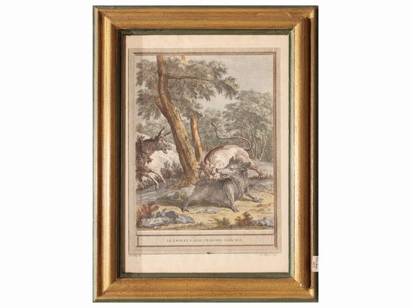 Jean-Baptiste Oudry : Fables di J. de La Fontaine  - Asta Di villa in villa Una collezione di vetri - Associazione Nazionale - Case d'Asta italiane