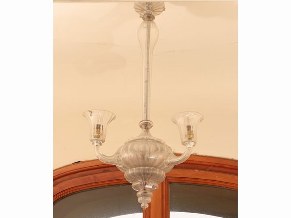 Piccolo lampadario in vetro soffiato incolore  - Asta Di villa in villa Una collezione di vetri - Associazione Nazionale - Case d'Asta italiane