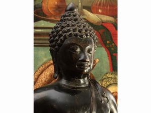 Buddha in bronzo  - Asta Di villa in villa Una collezione di vetri - Associazione Nazionale - Case d'Asta italiane