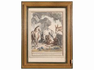 Jean-Baptiste Oudry : Fables di J. de La Fontaine  - Asta Di villa in villa Una collezione di vetri - Associazione Nazionale - Case d'Asta italiane