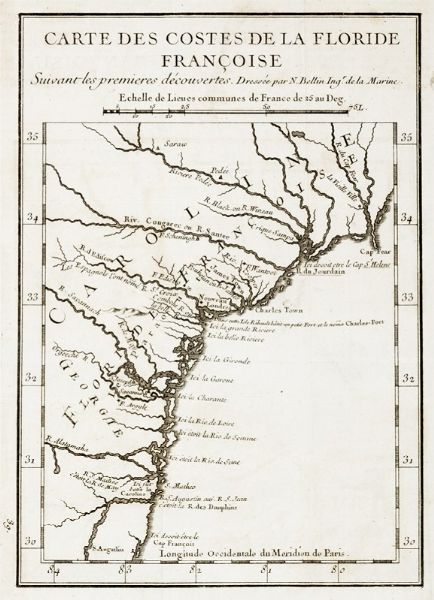 JACQUES NICOLAS BELLIN : Carte des Costes de la Floride Franoise Suivant les premieres decouvertes.  - Asta Arte Antica, Moderna e Contemporanea [parte I] - Associazione Nazionale - Case d'Asta italiane