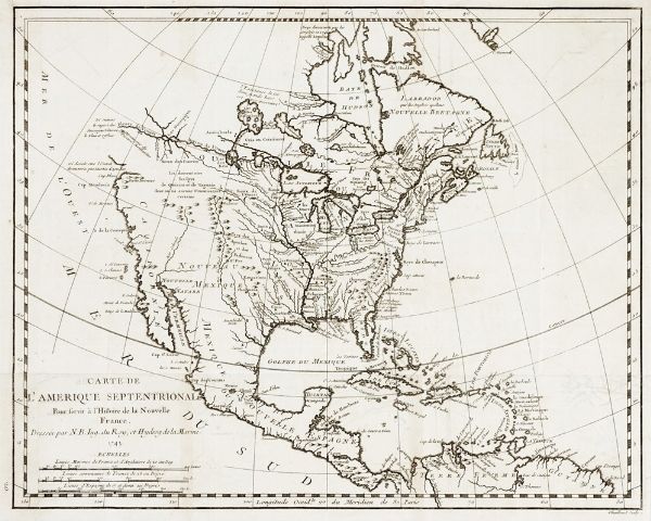 JACQUES NICOLAS BELLIN : Carte de l'Amerique Septentrionale Pour servir l'Histoire de la Nouvelle France.  - Asta Arte Antica, Moderna e Contemporanea [parte I] - Associazione Nazionale - Case d'Asta italiane