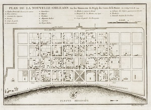 JACQUES NICOLAS BELLIN : Plan de la Nouvelle-Orleans. Sur les Manuscrits du Dpt des Cartes de la Marine.  - Asta Arte Antica, Moderna e Contemporanea [parte I] - Associazione Nazionale - Case d'Asta italiane