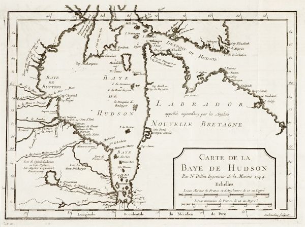 JACQUES NICOLAS BELLIN : Carte de la Baye de Hudson.  - Asta Arte Antica, Moderna e Contemporanea [parte I] - Associazione Nazionale - Case d'Asta italiane