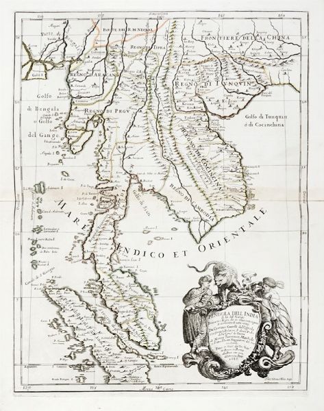 Giacomo Cantelli da Vignola : Penisola dell'India di l dal Gange Divisa ne i Regni, che in essa si contengono et accresciuta di varie notizie.  - Asta Arte Antica, Moderna e Contemporanea [parte I] - Associazione Nazionale - Case d'Asta italiane