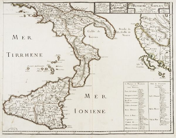 PIERRE DUVAL : Carte du Royaume de Naples ou sont les deux Siciles de et de l le Far.  - Asta Arte Antica, Moderna e Contemporanea [parte I] - Associazione Nazionale - Case d'Asta italiane