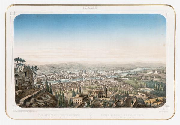 LOUIS LEBRETON : Vue gnrale de Florence prise des environs de la porte Romaine.  - Asta Arte Antica, Moderna e Contemporanea [parte I] - Associazione Nazionale - Case d'Asta italiane