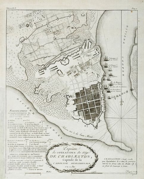 CHARLES PICQUET : Esquisse des oprations du Sige de Charleston, Capitale de la Caroline Meridionale, en 1780.  - Asta Arte Antica, Moderna e Contemporanea [parte I] - Associazione Nazionale - Case d'Asta italiane