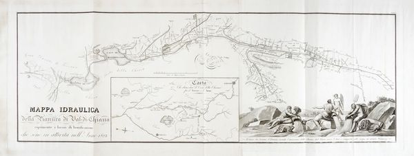 STANISLAO STUCCHI : Mappa idraulica della Pianura di Val-di-Chiana esprimente i lavori di bonificazione che sono in attivit nell'Anno 1823.  - Asta Arte Antica, Moderna e Contemporanea [parte I] - Associazione Nazionale - Case d'Asta italiane