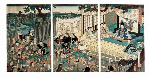 UTAGAWA YOSHIKAZU : Scena di adunanza.  - Asta Arte Antica, Moderna e Contemporanea [parte I] - Associazione Nazionale - Case d'Asta italiane