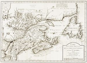 JACQUES NICOLAS BELLIN - Carte de la Partie Orientale de la Nouvelle France ou du Canada