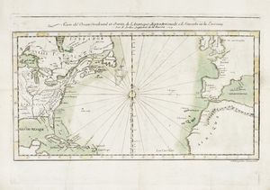 JACQUES NICOLAS BELLIN - Carte de l'Ocean Occidental et Partie de l'Amerique Septentrionale Dresse pour l'intelligence du Journal du Voyage. Que le R. P. Charlexoix de la Compagnie de Jesus a fait en 1720,  la Louisiane, &  St. Domingue