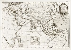RIGOBERT BONNE - Carte pour servir a l'histoire Philosophique et Politique des Etablissemens et du Commerce des Europeens dans les deux Indes.