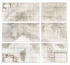 LOUIS ALBERT GUISLAIN BACLER D'ALBE - Carte Gnrale Du Thtre de la Guerre en Italie et dans les Alpes Depuis le passage du VAR le 29 septembre 1792 V.S.  jusqu' l'entre des Franais dans Rome le 22 pluviose an 6eme Rp.ain avec les limites et divisions des Nouvelles Republiques.